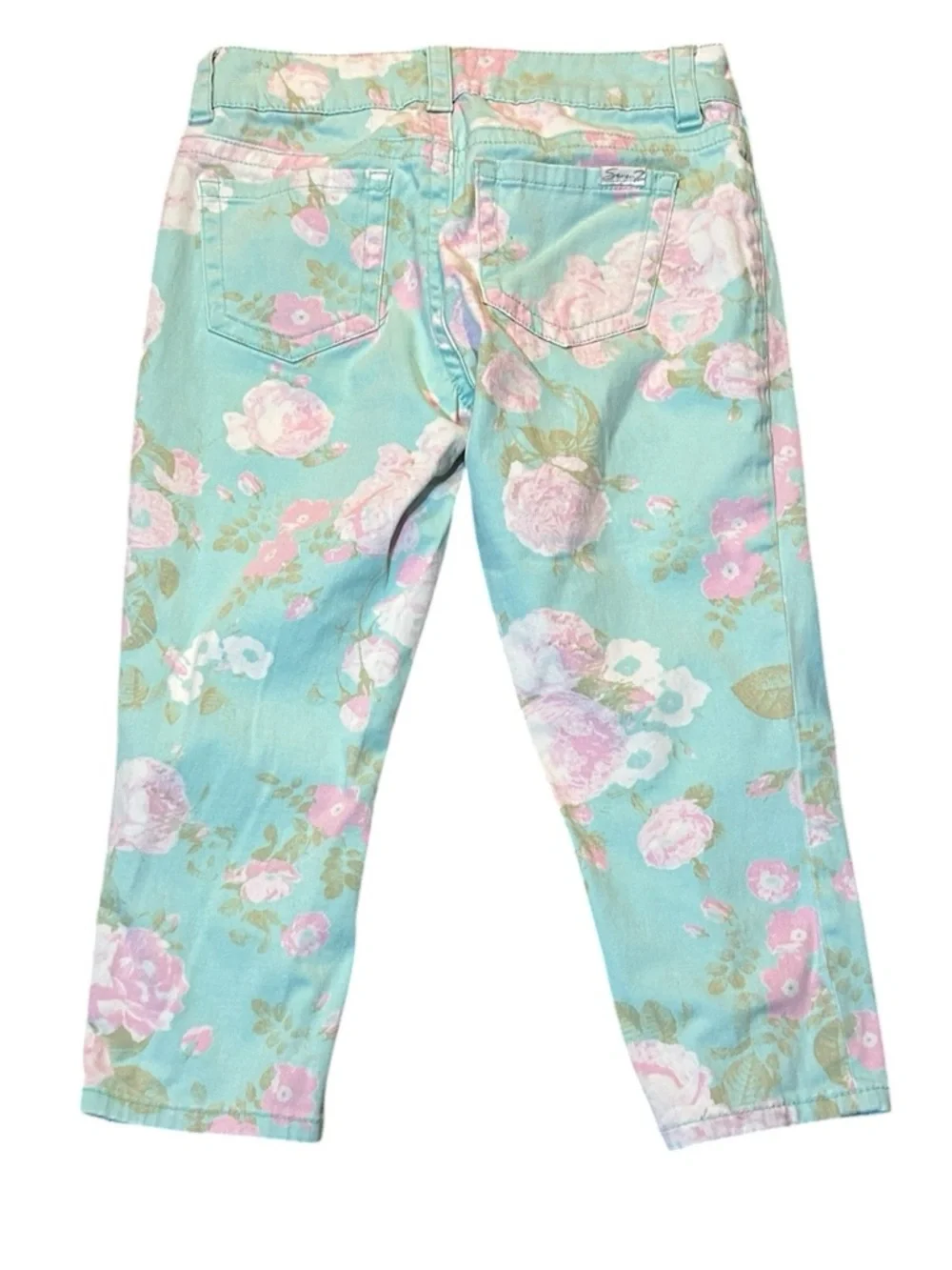 Seven7 Pastel Tie-Dye Crop Jeans - Mint, Pink, Beige - Picture 2 of 8